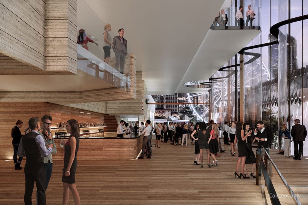 inside view of the foyer of new performing arts centre venue in Brisbane